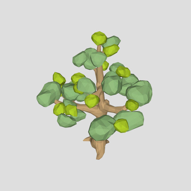 Low poly ash tree spring for cartoon Low-poly 3D model_1
