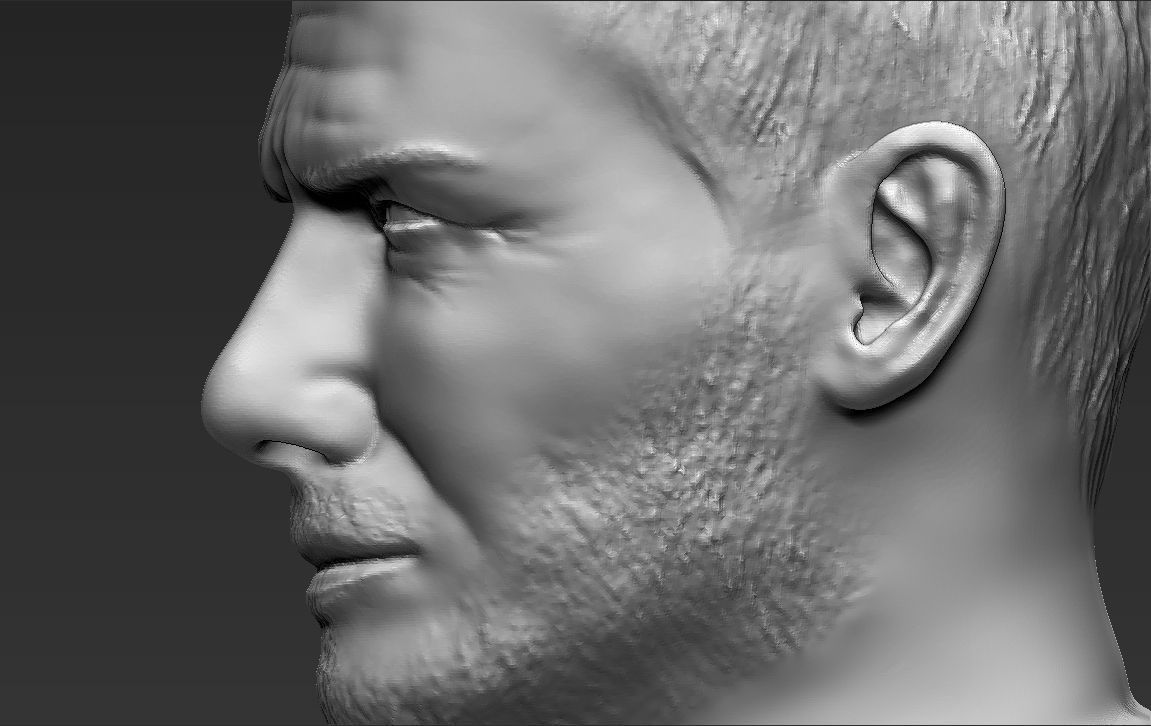 David Beckham bust 3D printing ready stl obj formats 3D print model_16