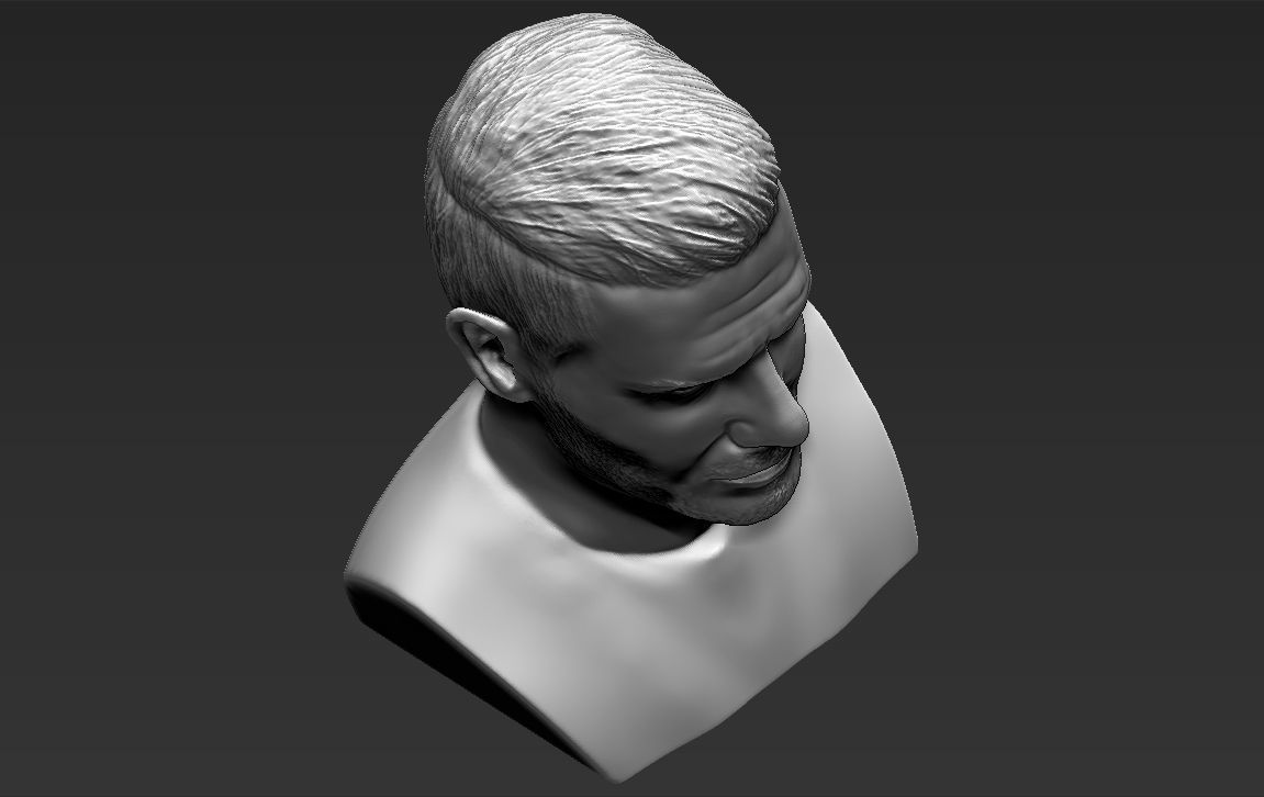 David Beckham bust 3D printing ready stl obj formats 3D print model_21
