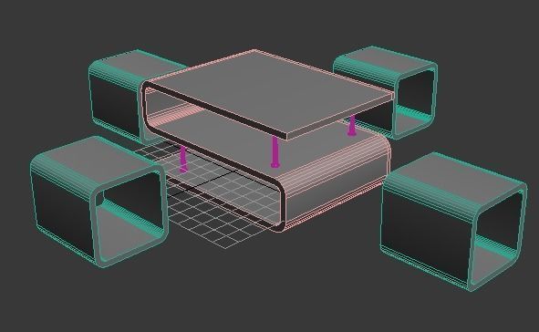 S Table and O Chair Low-poly 3D model_4