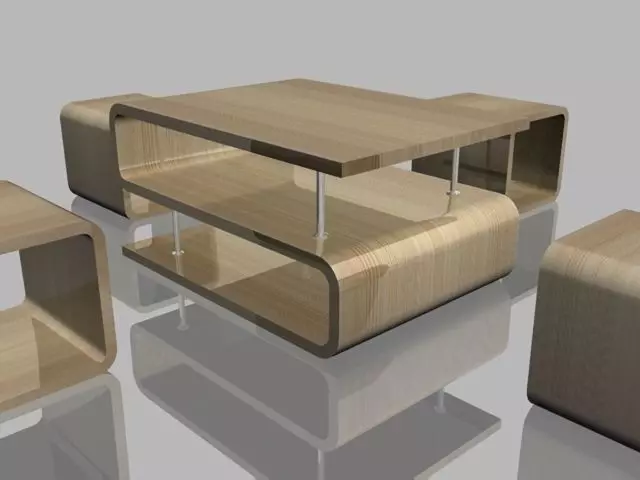 S Table and O Chair Low-poly 3D model_0