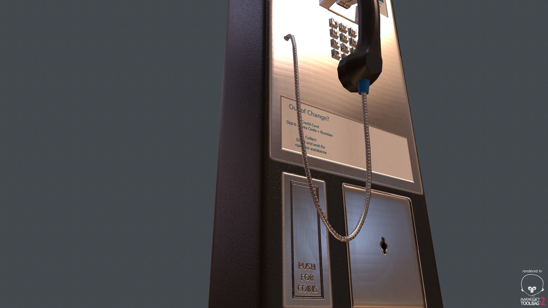 Game Ready Pay Phone Low-poly 3D model_2