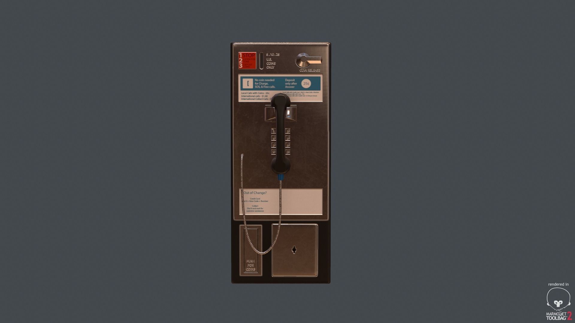 Game Ready Pay Phone Low-poly 3D model_1
