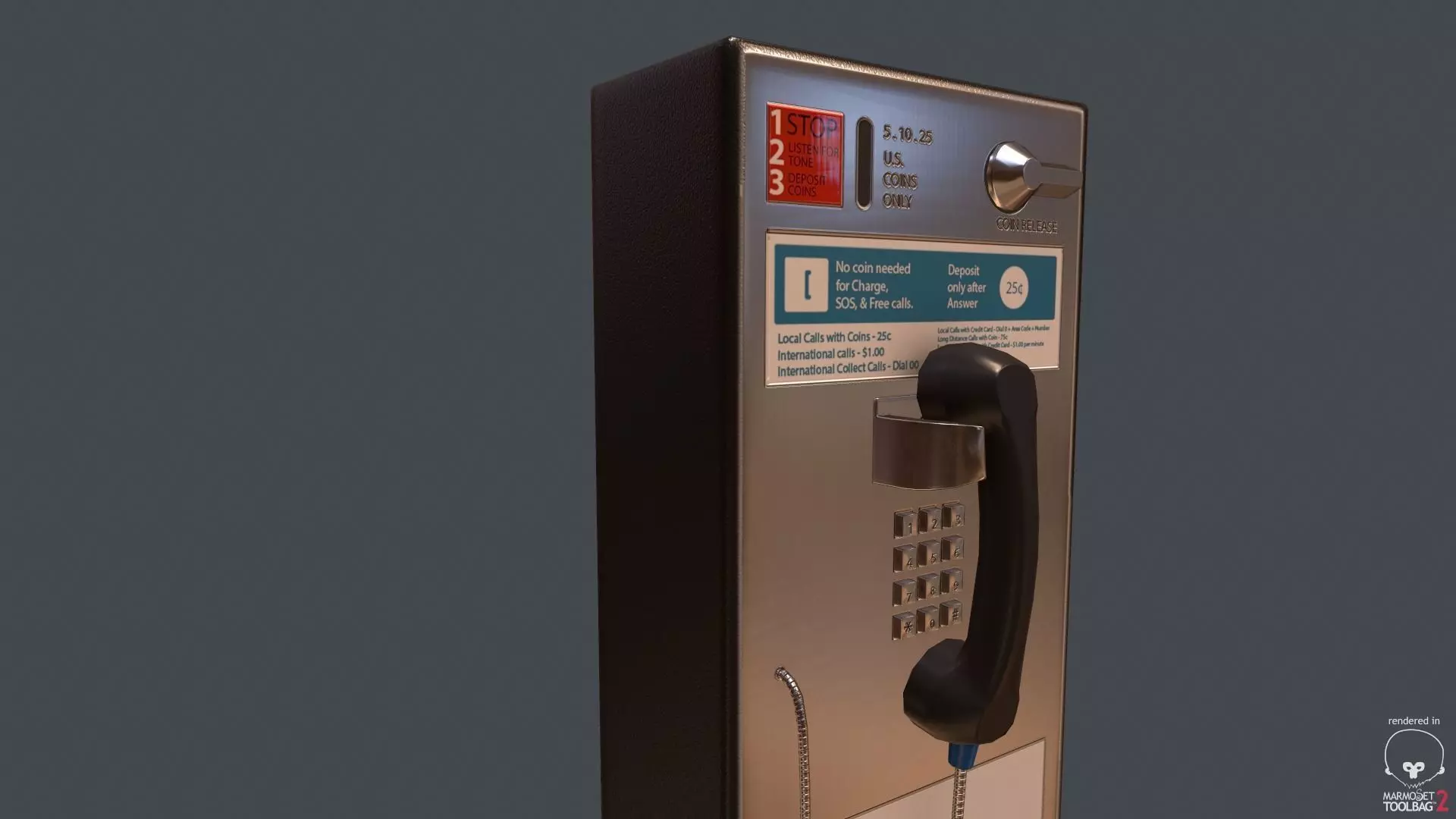 Game Ready Pay Phone Low-poly 3D model_0