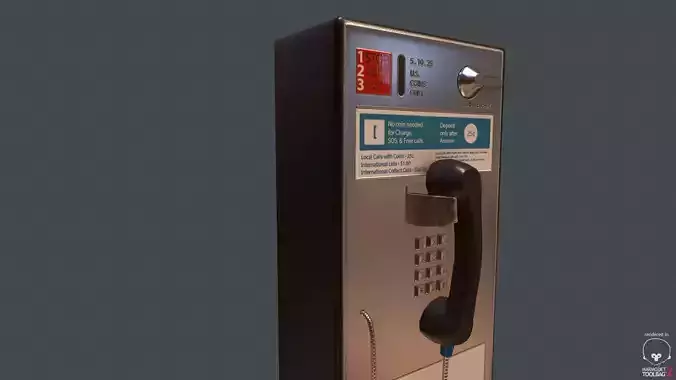 Game Ready Pay Phone Low-poly 3D model