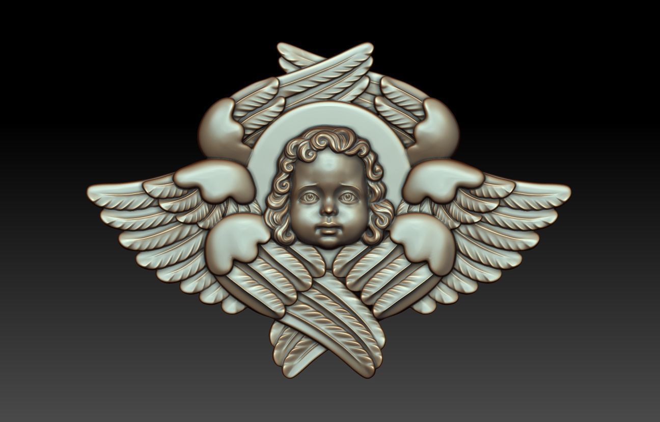 Cherub 3d model statue of angel with wings 3D print model_1