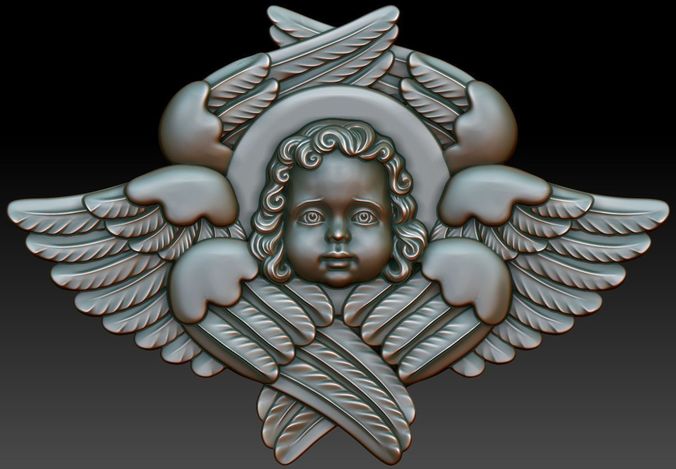 Cherub 3d model statue of angel with wings 3D print model