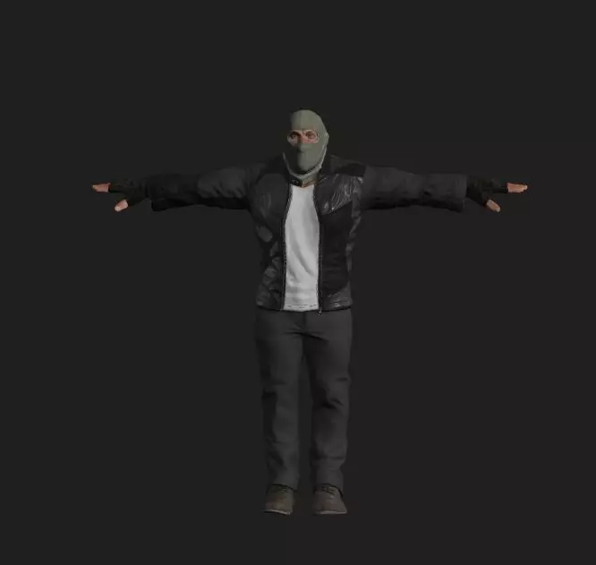 Hooligan man wearing mask 3D model