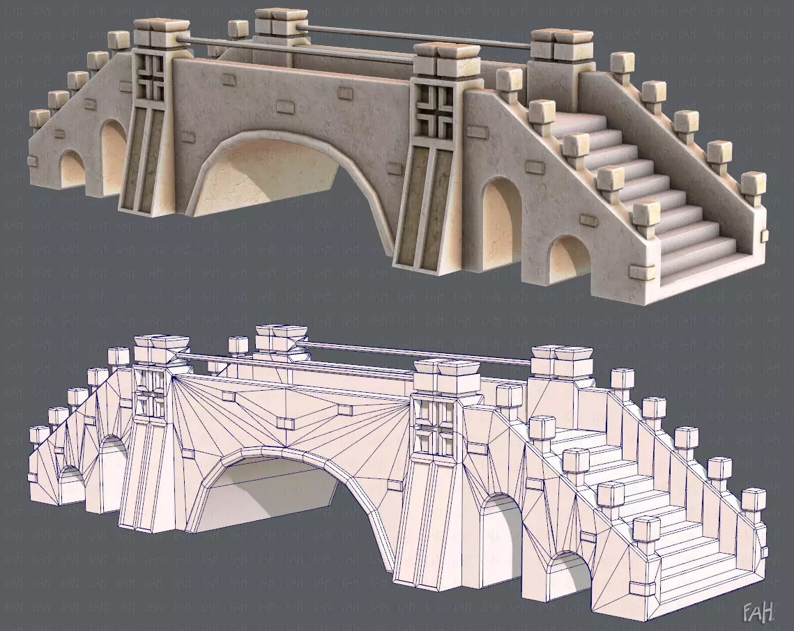 Bridge V01 Low-poly 3D model_0