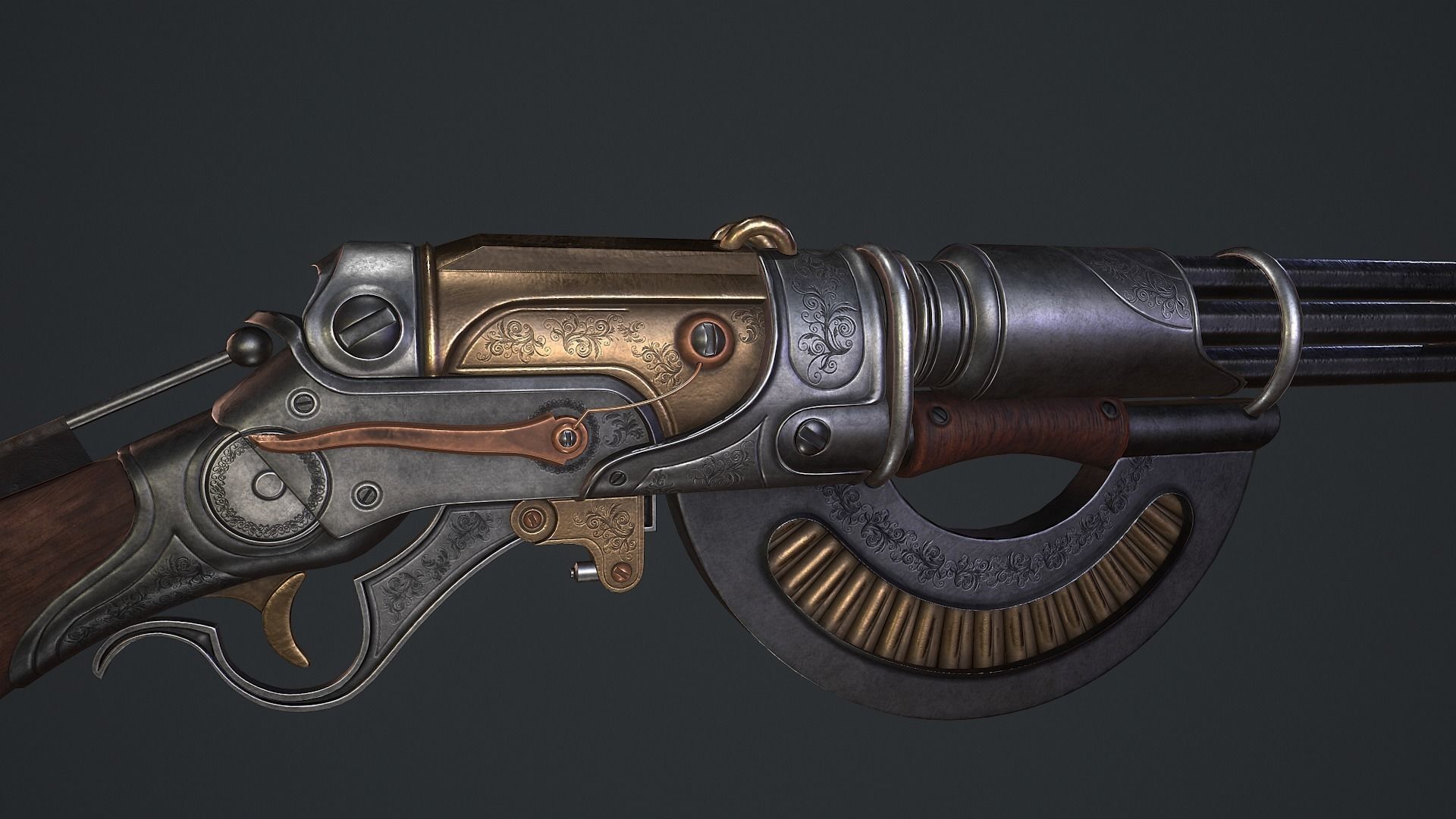 Automatic Rifle Low-poly 3D model_3