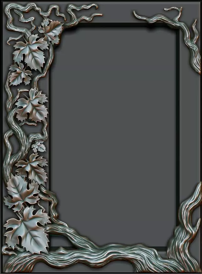 Decorative frame with grape leaves Free 3D model