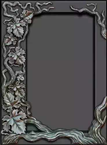 Decorative frame with grape leaves Free 3D model