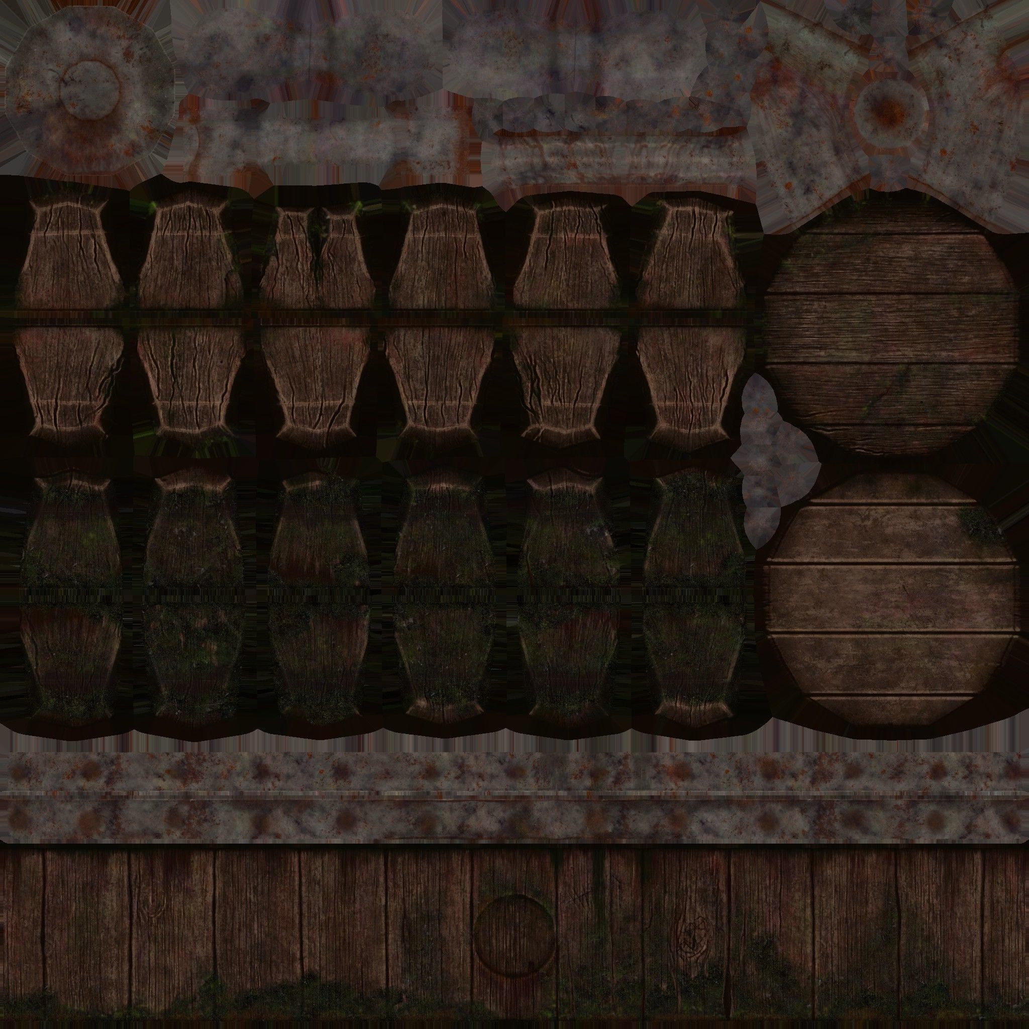 Old Mossy Barrel Low-poly 3D model_4