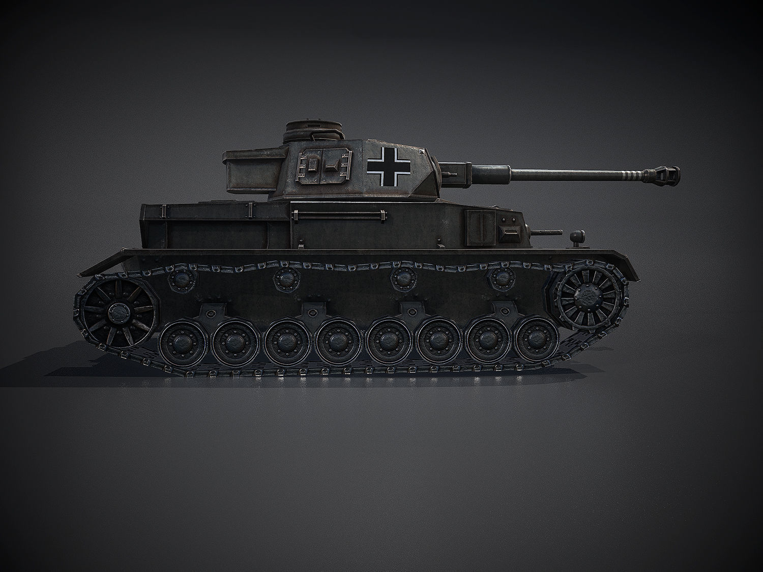 Low Poly Panzer IV G medium tank Low-poly 3D model_3