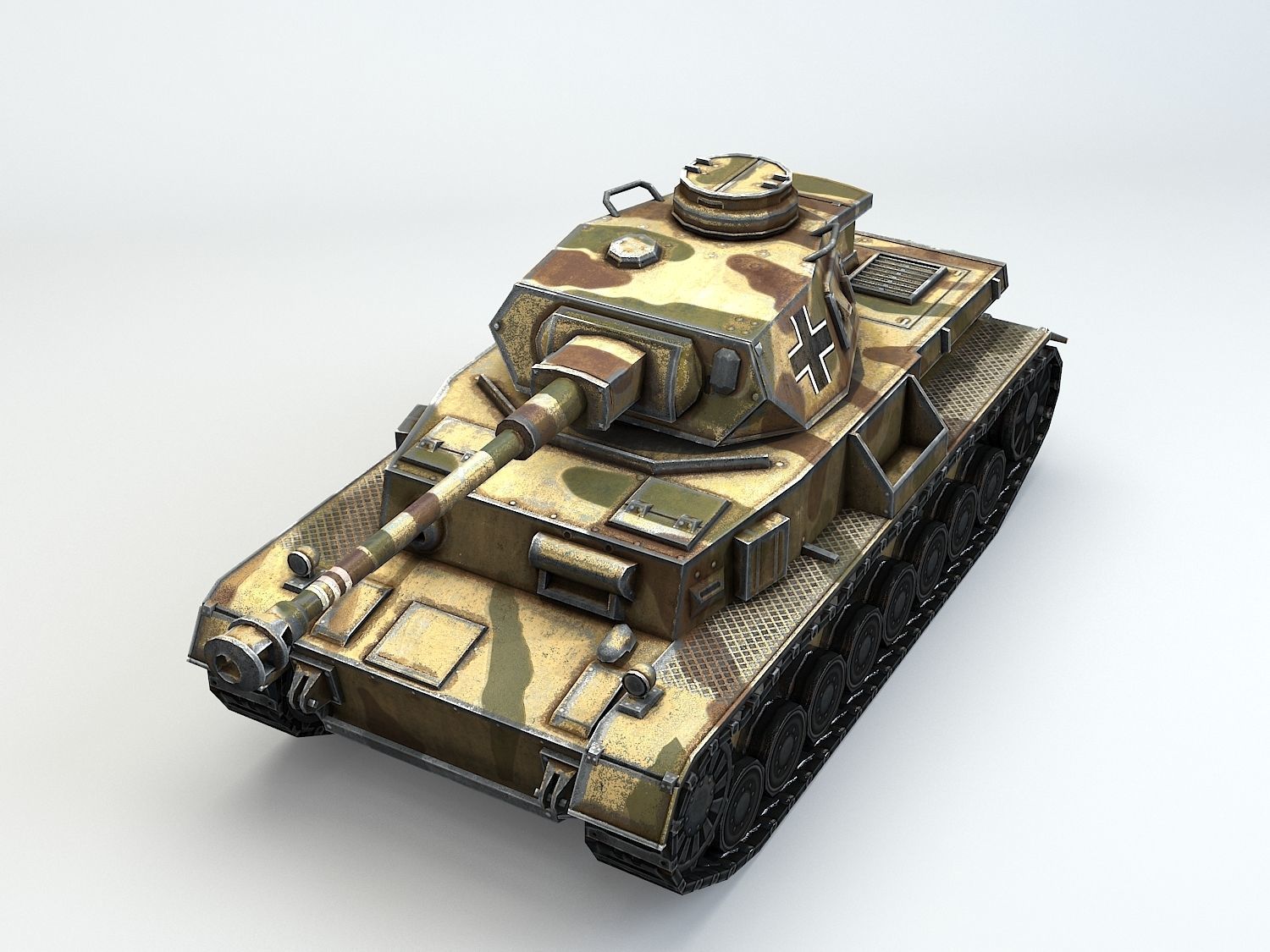 Low Poly Panzer IV G medium tank Low-poly 3D model_16
