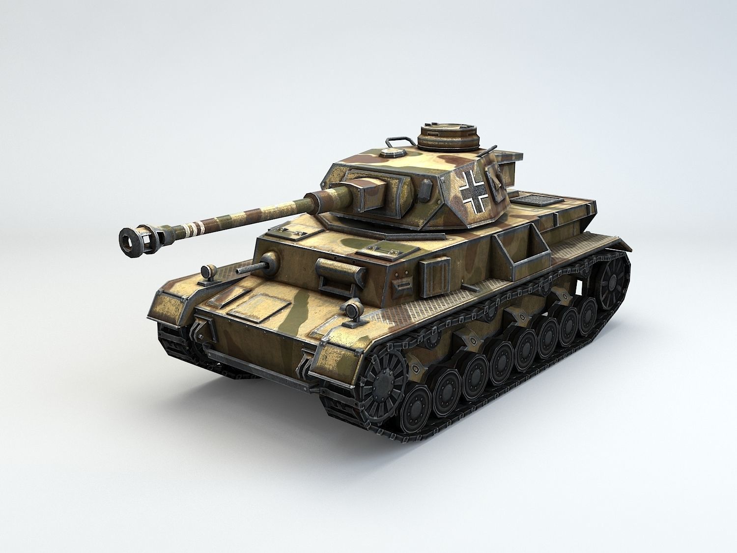 Low Poly Panzer IV G medium tank Low-poly 3D model_6
