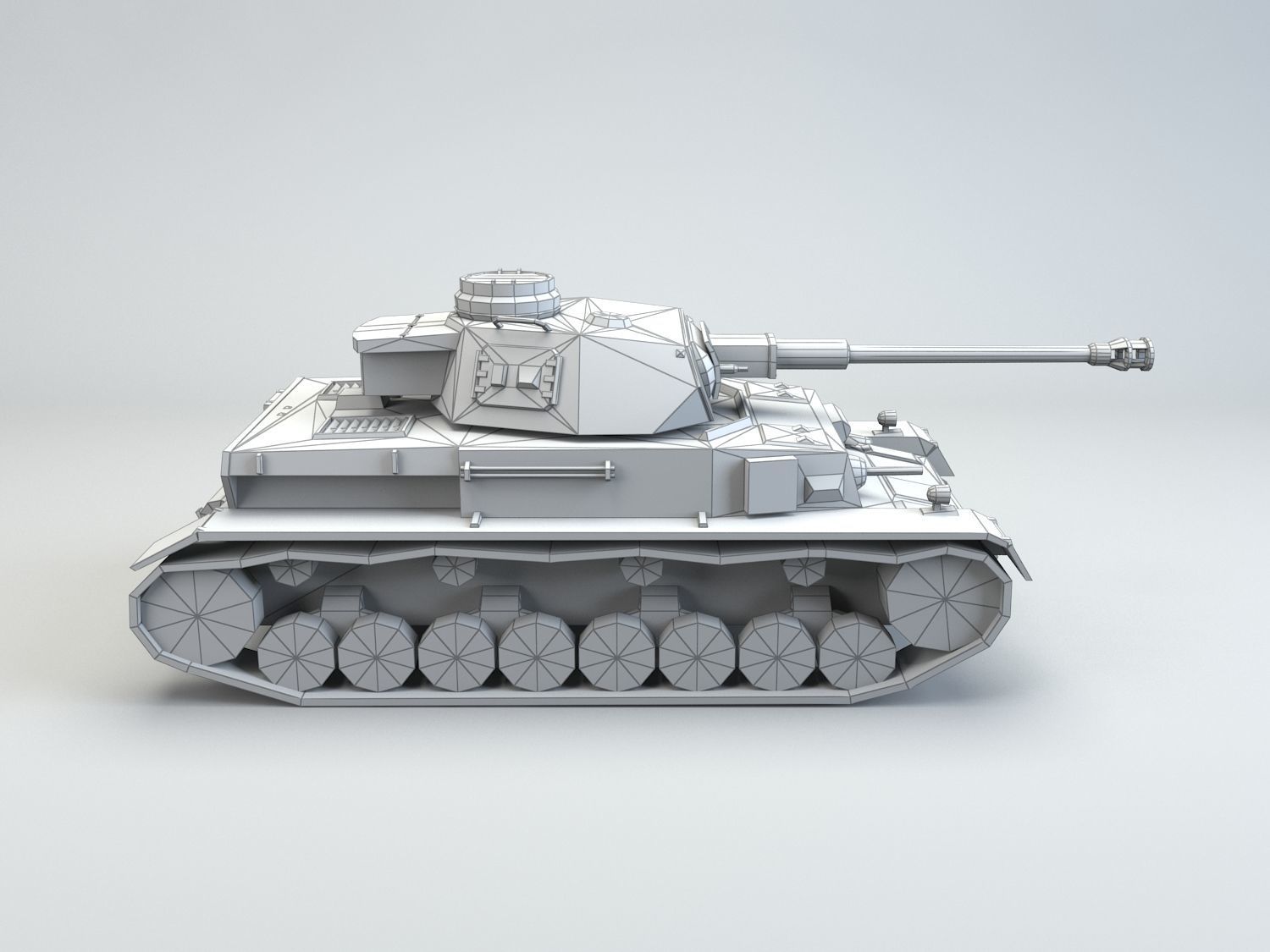 Low Poly Panzer IV G medium tank Low-poly 3D model_13