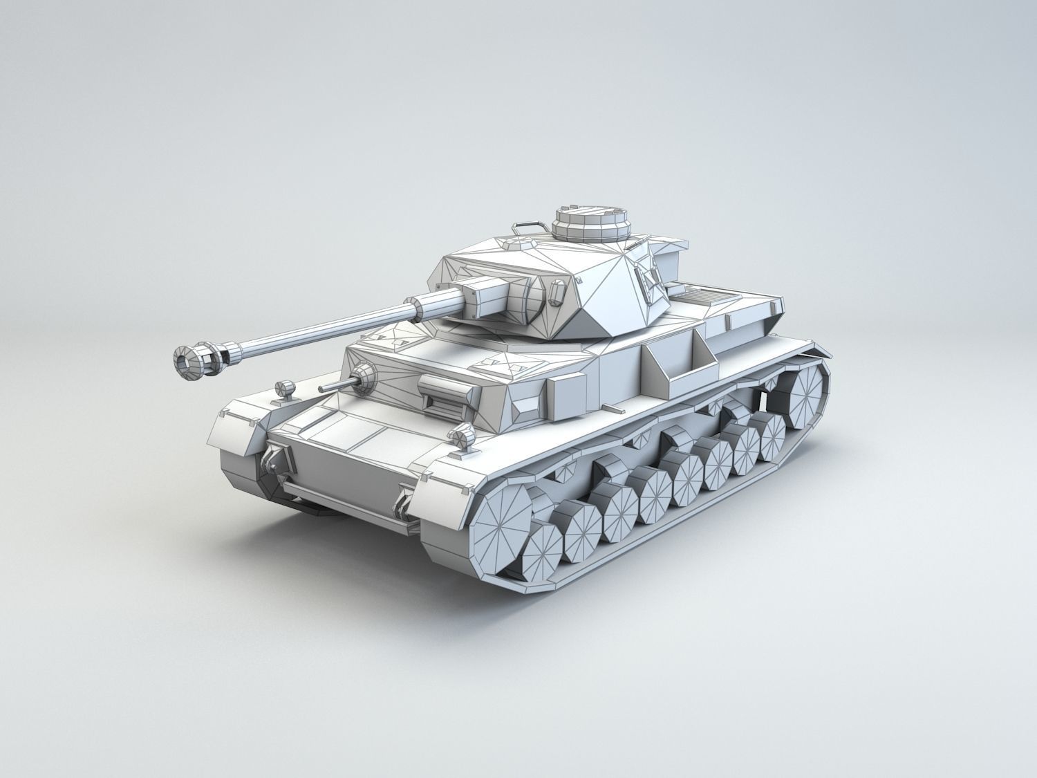 Low Poly Panzer IV G medium tank Low-poly 3D model_7