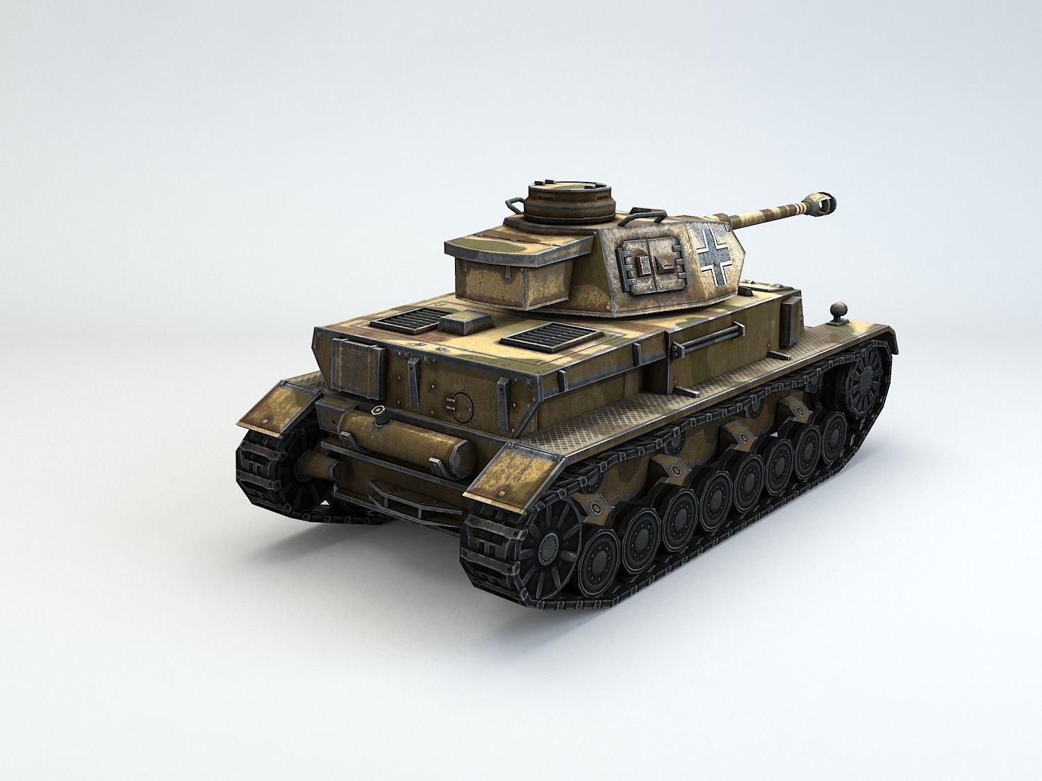 Low Poly Panzer IV G medium tank Low-poly 3D model_10
