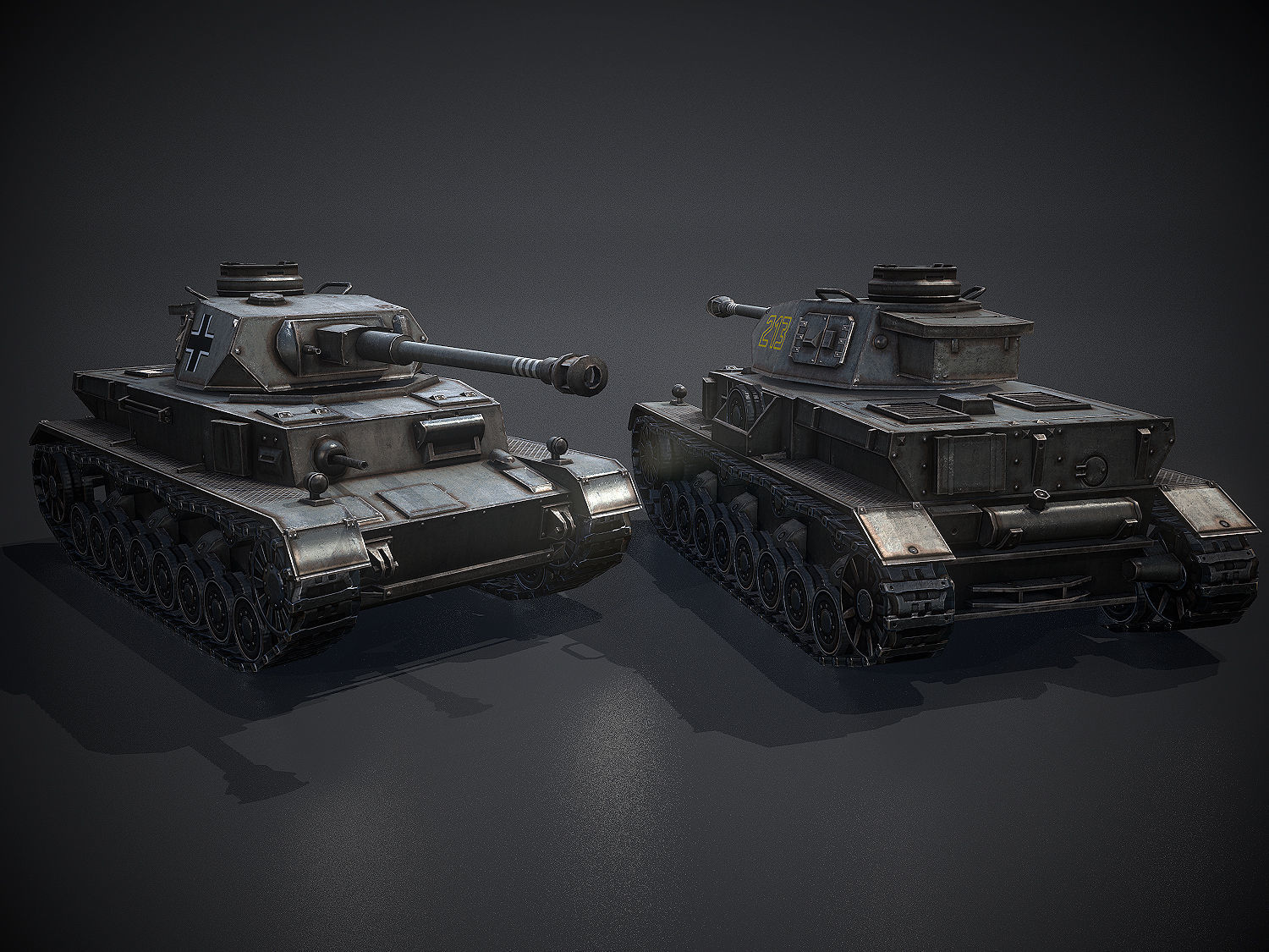 Low Poly Panzer IV G medium tank Low-poly 3D model_2