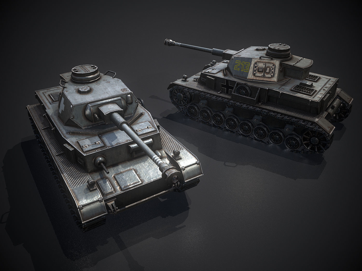 Low Poly Panzer IV G medium tank Low-poly 3D model_1