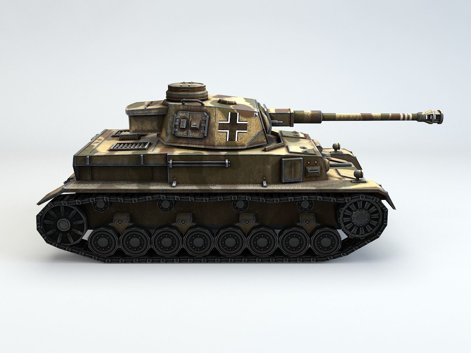 Low Poly Panzer IV G medium tank Low-poly 3D model_12