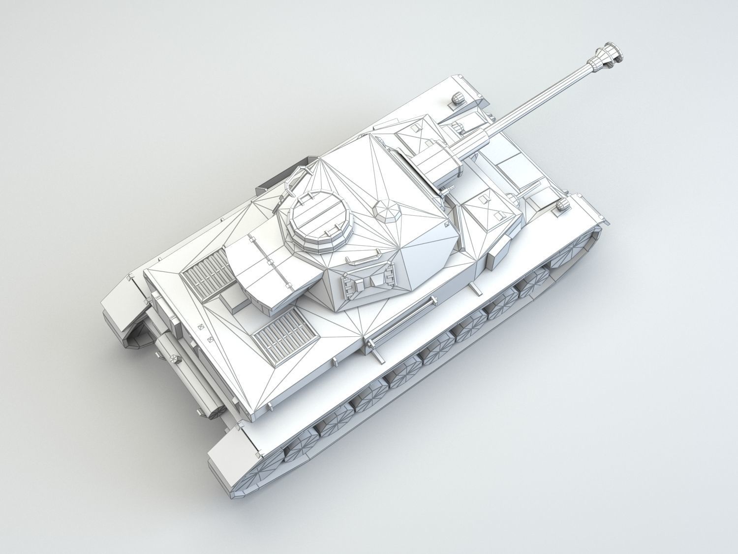 Low Poly Panzer IV G medium tank Low-poly 3D model_15