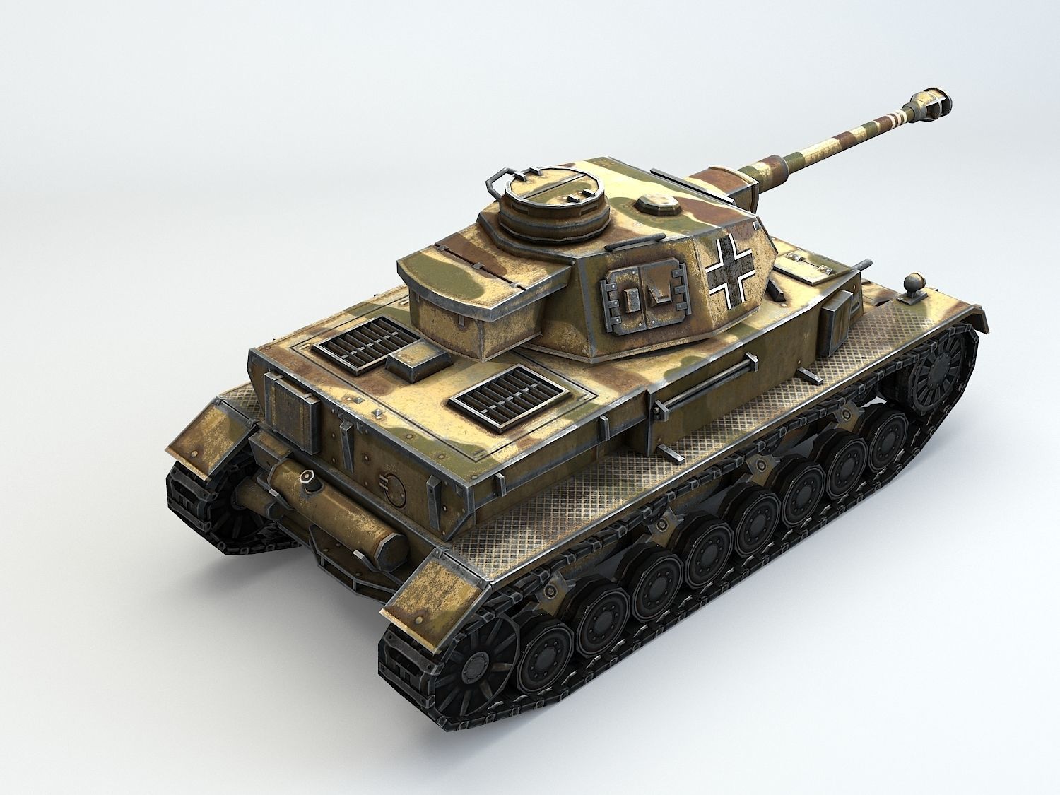 Low Poly Panzer IV G medium tank Low-poly 3D model_14