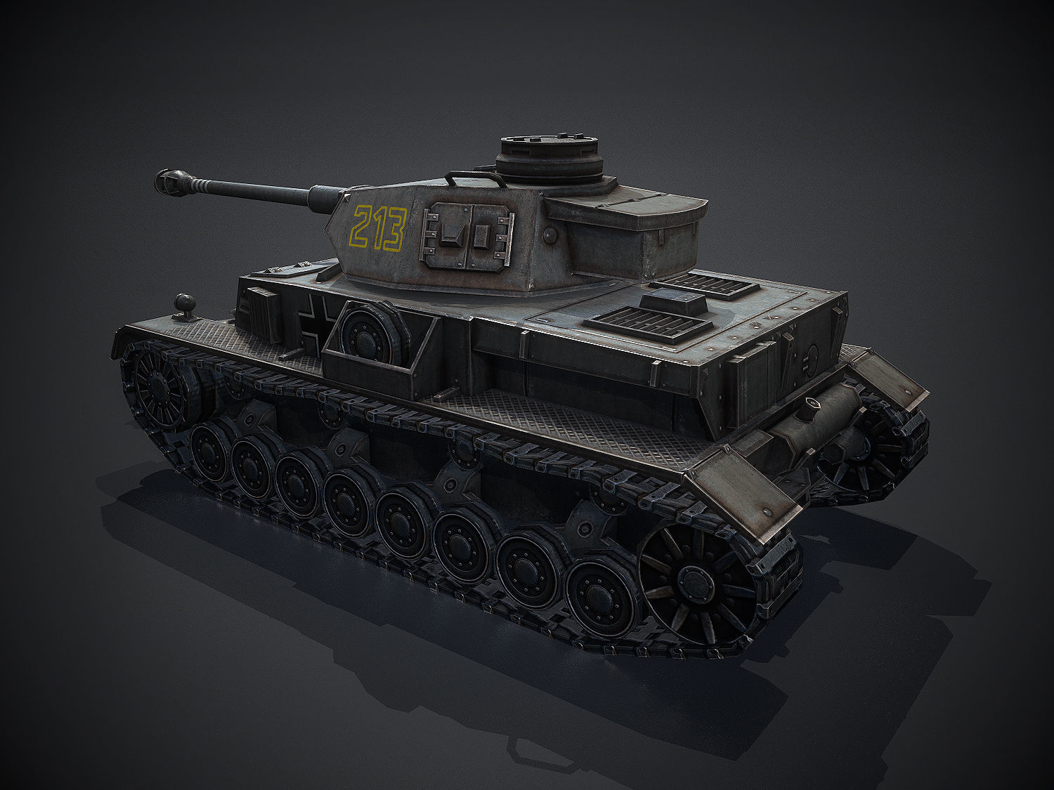 Low Poly Panzer IV G medium tank Low-poly 3D model_4
