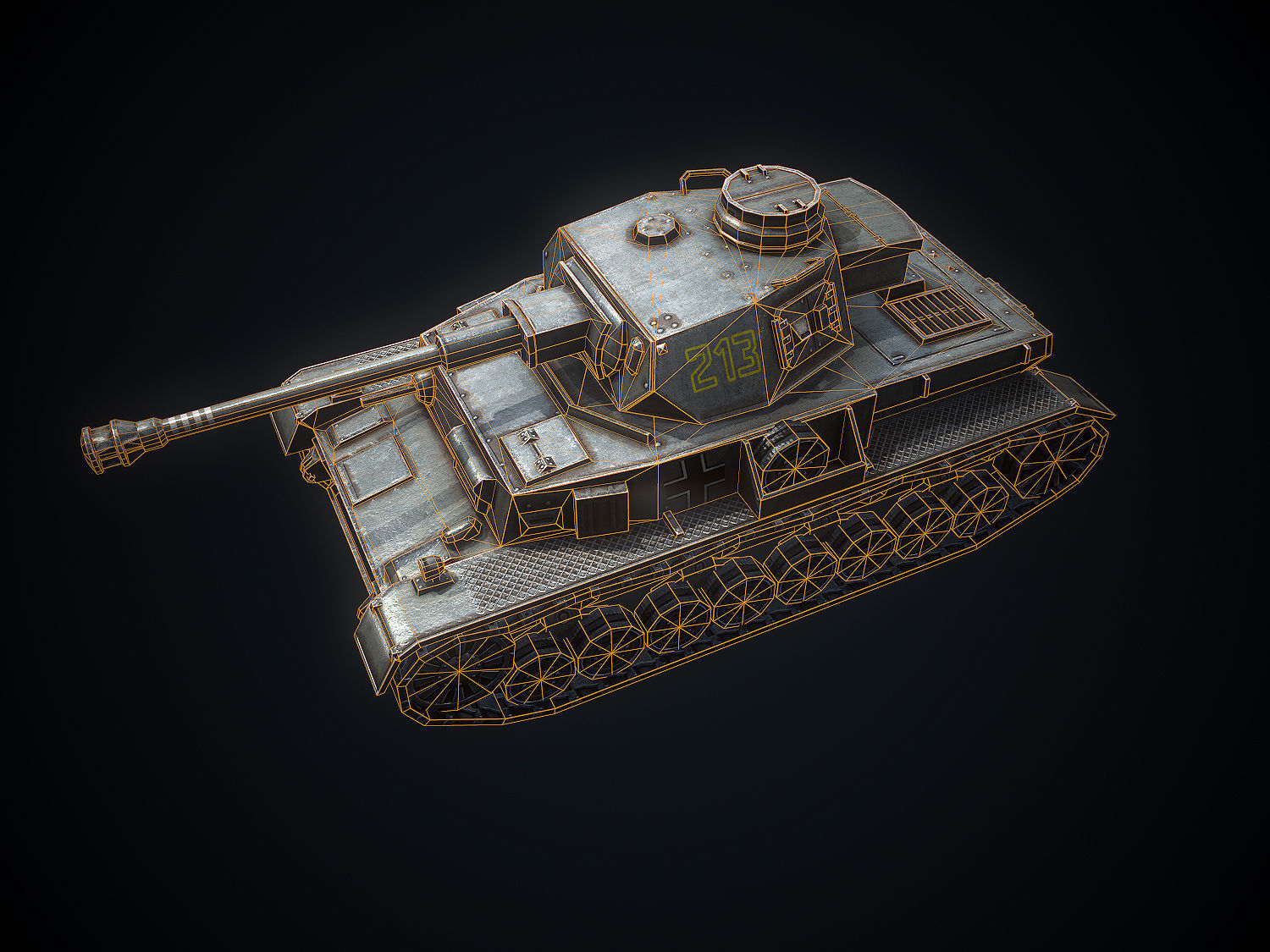 Low Poly Panzer IV G medium tank Low-poly 3D model_5