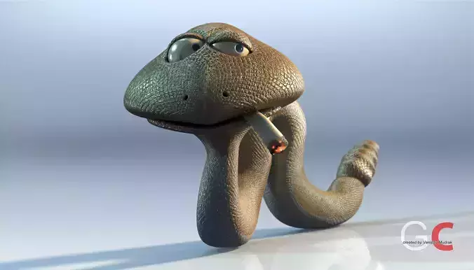 Rattlesnake snake with cigarette Free 3D model