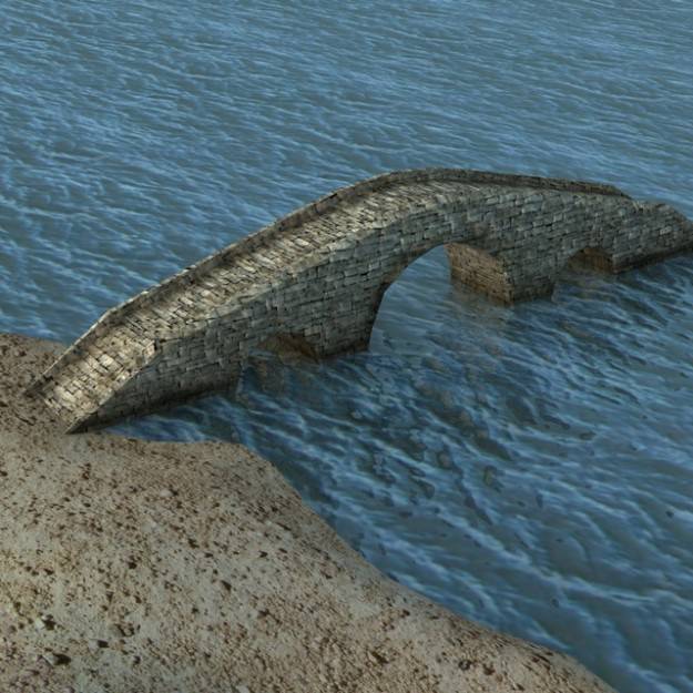 Low Poly Stone bridge 3D model_5