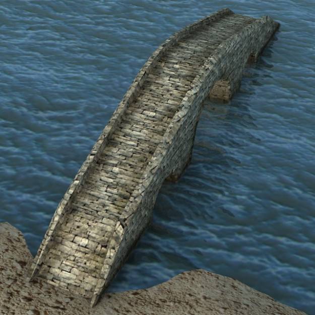 Low Poly Stone bridge 3D model_4