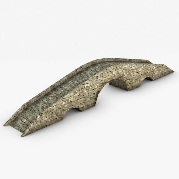 Low Poly Stone bridge 3D model_1
