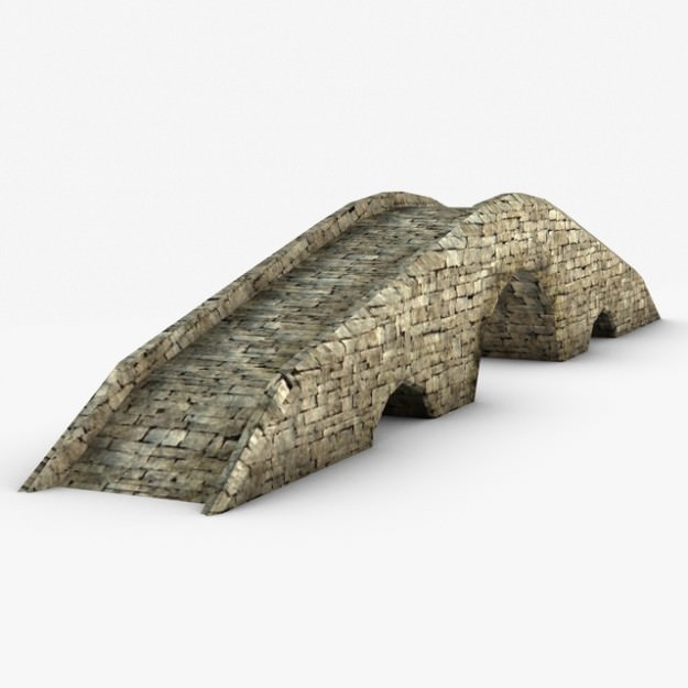 Low Poly Stone bridge 3D model_2