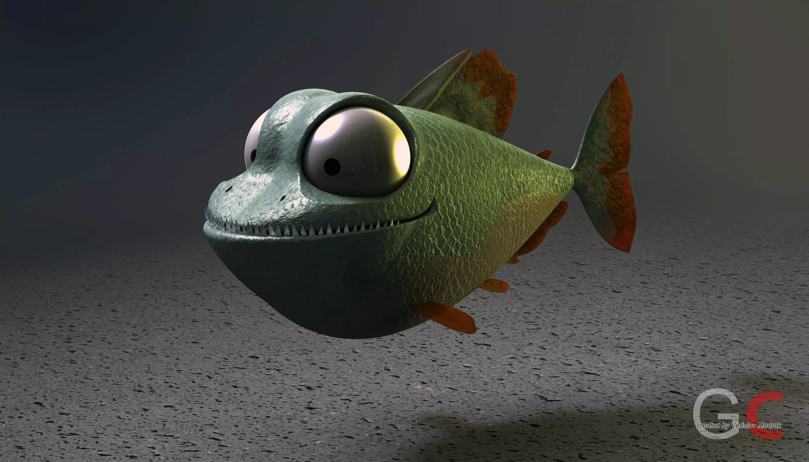 Piranha 3D fish with big eyes Free 3D model