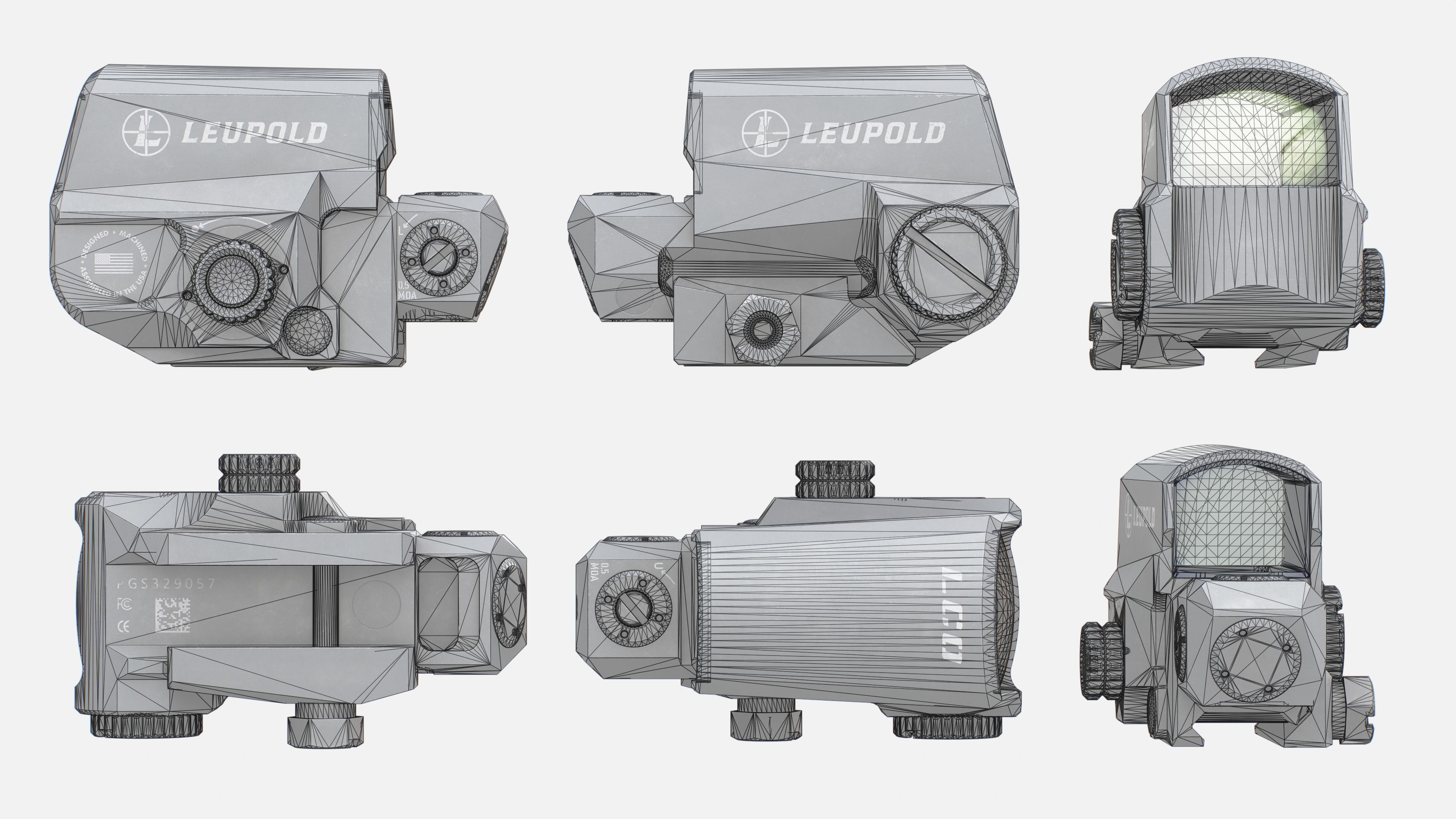 Leupold Carbine Optic Red Dot Sight Low-poly 3D model_13