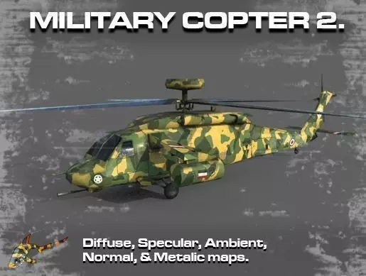 MILITARY COPTER 2 Low-poly 3D model_0