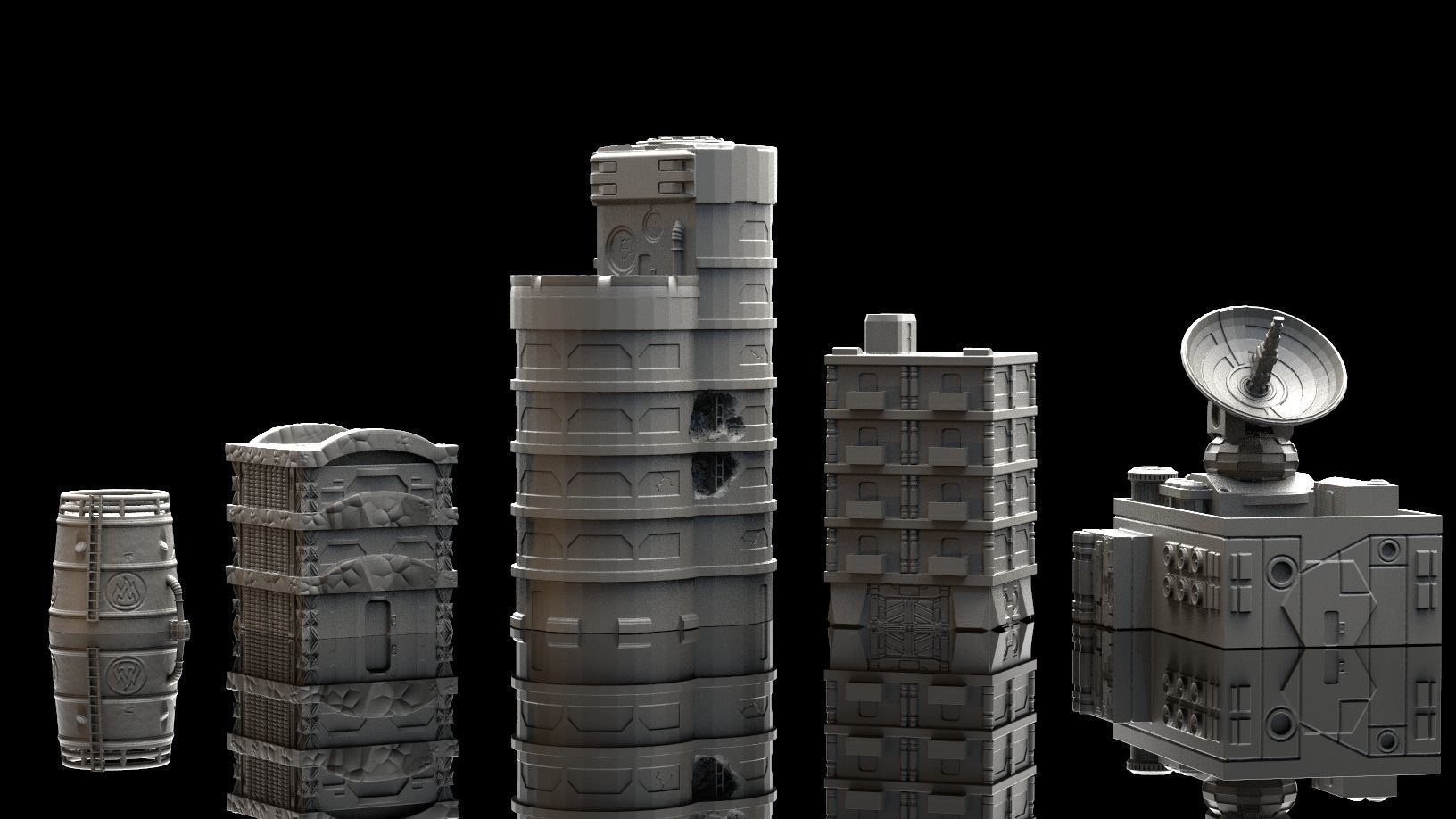 Wargaming Terrain - 5 3D Printable Buildings 3D print model_16