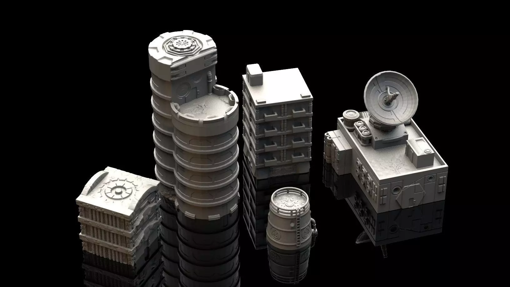 Wargaming Terrain - 5 3D Printable Buildings 3D print model_0