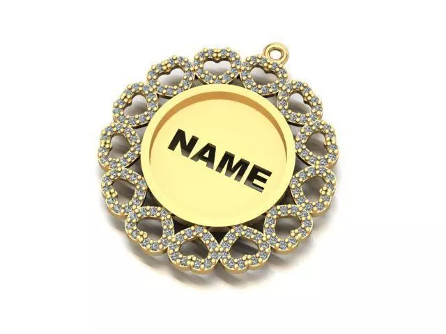 name to be written frame necklace 3D print model_0