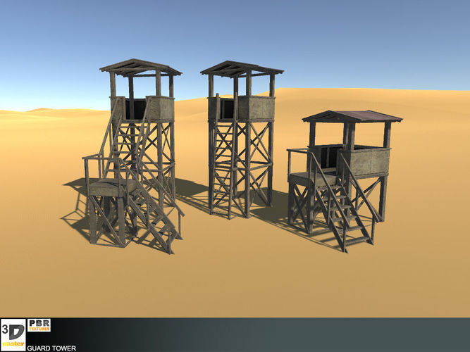 Military Guard Tower Low-poly 3D model
