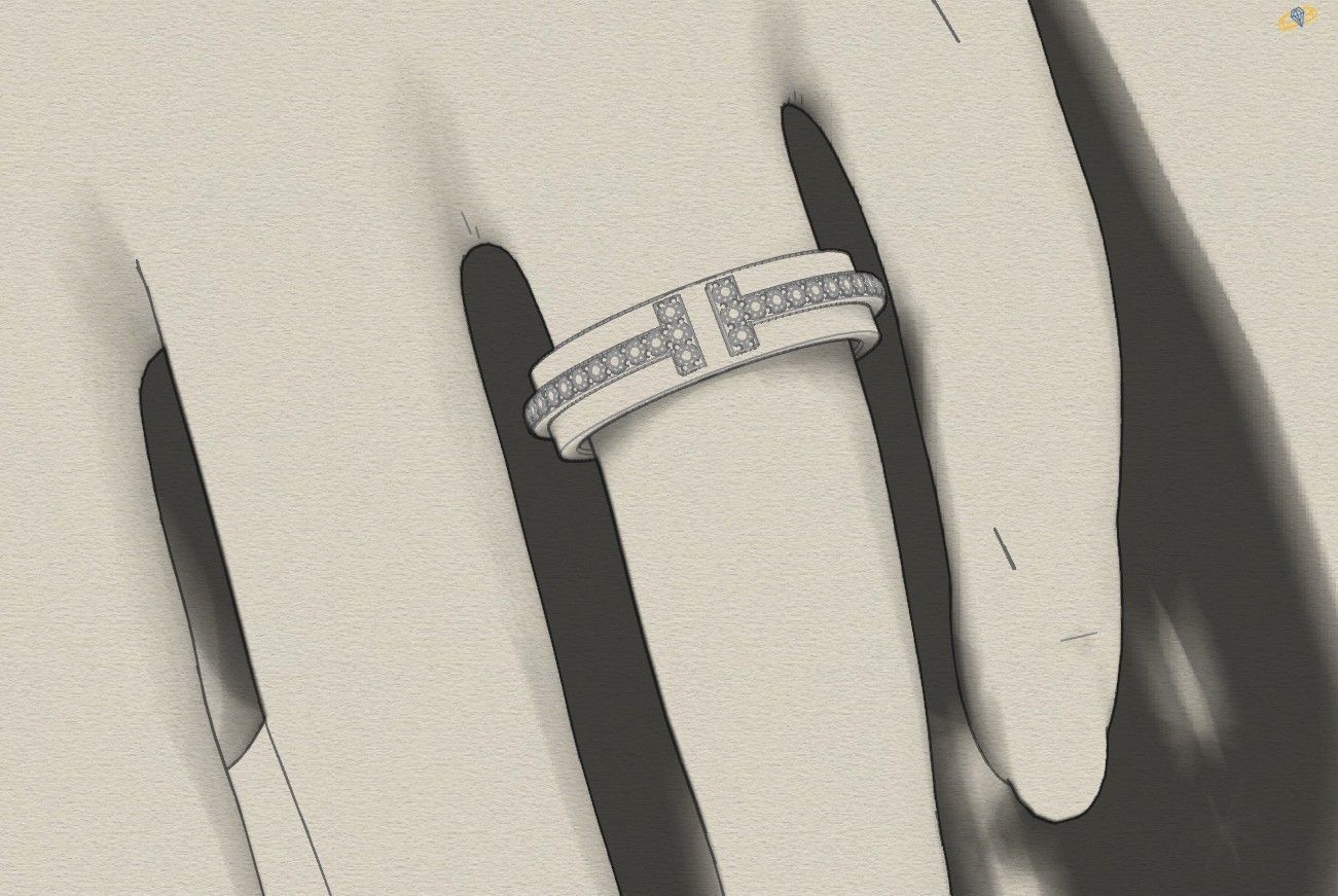 T two Narrow Ring 3D print model_3