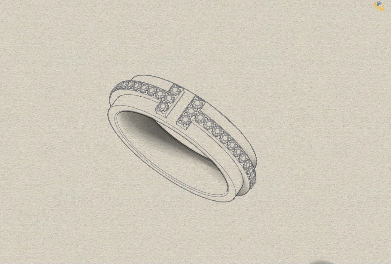 T two Narrow Ring 3D print model_2