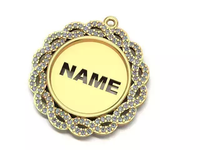 name to be written frame necklace 3D print model