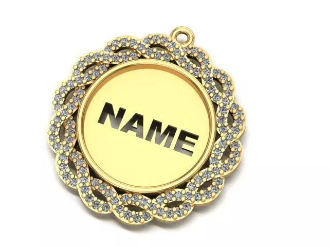 name to be written frame necklace 3D print model_0
