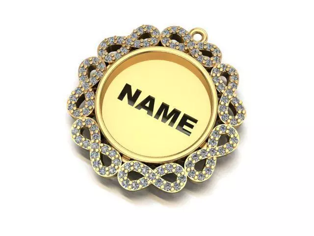 name to be written frame necklace 3D print model_0