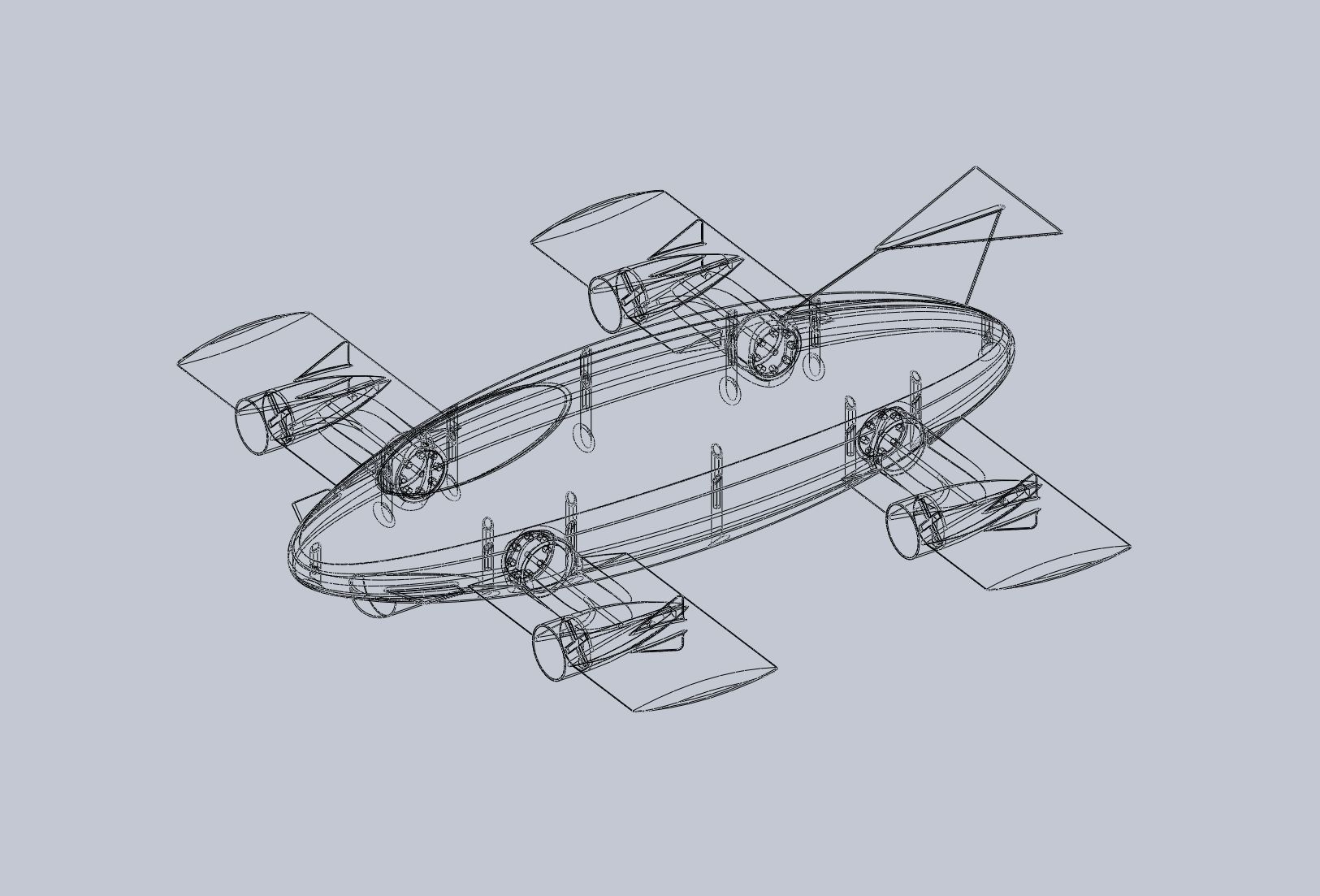 Printable Tiltwing Tiltrotor Drone Body 3D print model_41