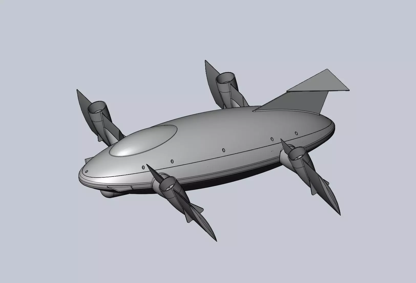 Printable Tiltwing Tiltrotor Drone Body 3D print model_0