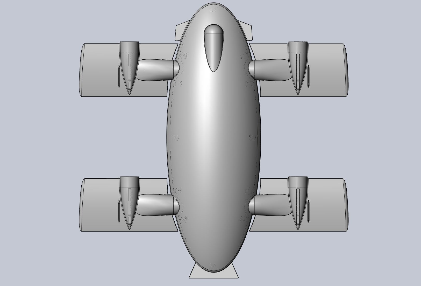 Printable Tiltwing Tiltrotor Drone Body 3D print model_8